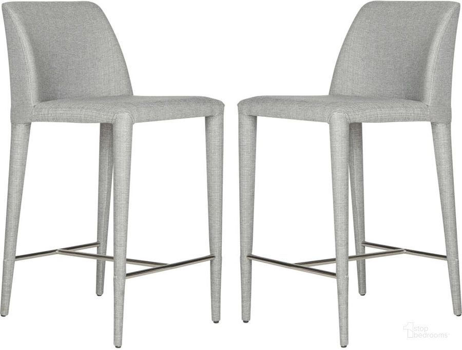 The appearance of Garretson Grey Linen and Chrome Counter Stool designed by Safavieh in the traditional interior design. This grey linen piece of furniture  was selected by 1StopBedrooms from Garretson Collection to add a touch of cosiness and style into your home. Sku: FOX2021G-SET2. Product Type: Barstool. Material: Iron. Image1