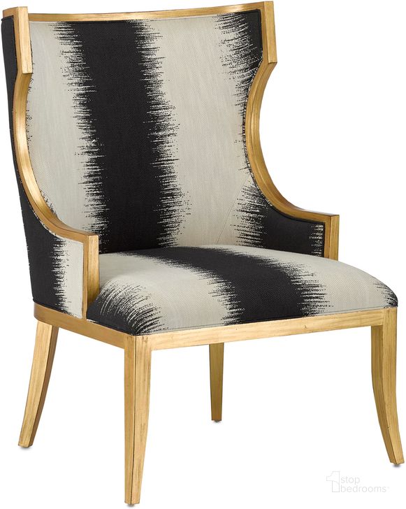 The appearance of Garson Gold Arm Chair designed by Currey & Company in the modern / contemporary interior design. This gold and black piece of furniture  was selected by 1StopBedrooms from Garson Collection to add a touch of cosiness and style into your home. Sku: 7000-0842. Material: Wood. Product Type: Arm Chair. Image1