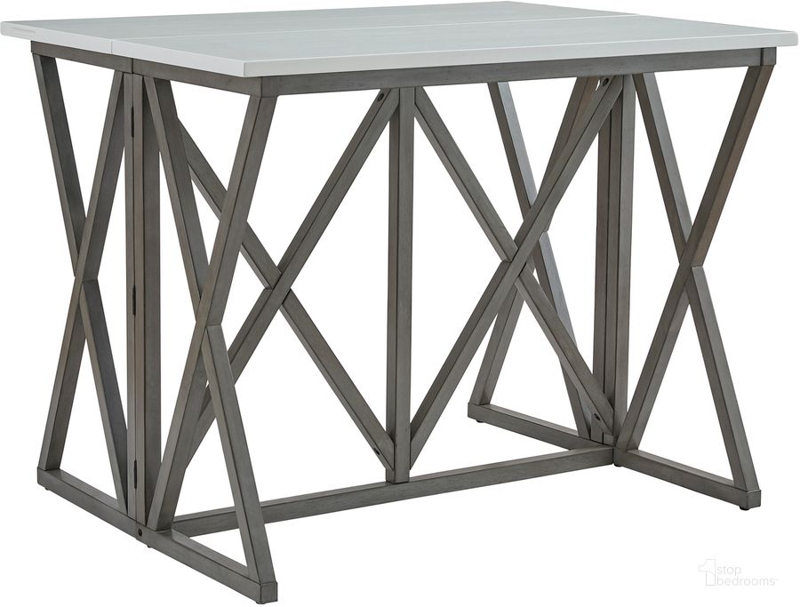 The appearance of Gateway Street Gate Leg Counter Table In White and Gray designed by Progressive Furniture in the transitional interior design. This white/gray piece of furniture  was selected by 1StopBedrooms from Gateway Street Collection to add a touch of cosiness and style into your home. Sku: D460-15G. Product Type: Counter Height Table. Material: Rubberwood. Size: 47". Image1