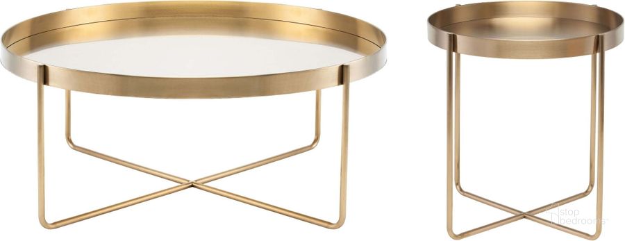 The appearance of Gaultier 40 Inch Gold Metal Occasional Table Set designed by Nuevo in the modern / contemporary interior design. This gold piece of furniture  was selected by 1StopBedrooms from Gaultier Collection to add a touch of cosiness and style into your home. Sku: HGDE130;HGDE125. Material: Metal. Product Type: Occasional Table Set. Image1