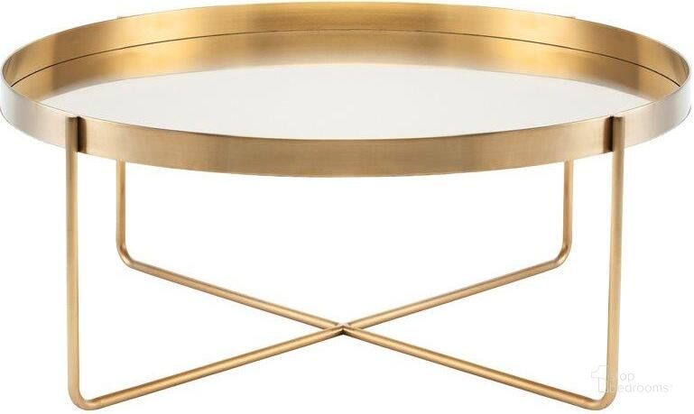 The appearance of Gaultier 40" Gold Metal Coffee Table designed by Nuevo in the modern / contemporary interior design. This gold piece of furniture  was selected by 1StopBedrooms from Gaultier Collection to add a touch of cosiness and style into your home. Sku: HGDE122. Material: Metal. Product Type: Coffee Table. Image1