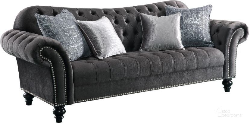 The appearance of Gaura Sofa designed by ACME in the rustic / southwestern interior design. This dark gray piece of furniture  was selected by 1StopBedrooms from Gaura Collection to add a touch of cosiness and style into your home. Sku: 53090. Material: Fabric. Product Type: Sofa. Image1