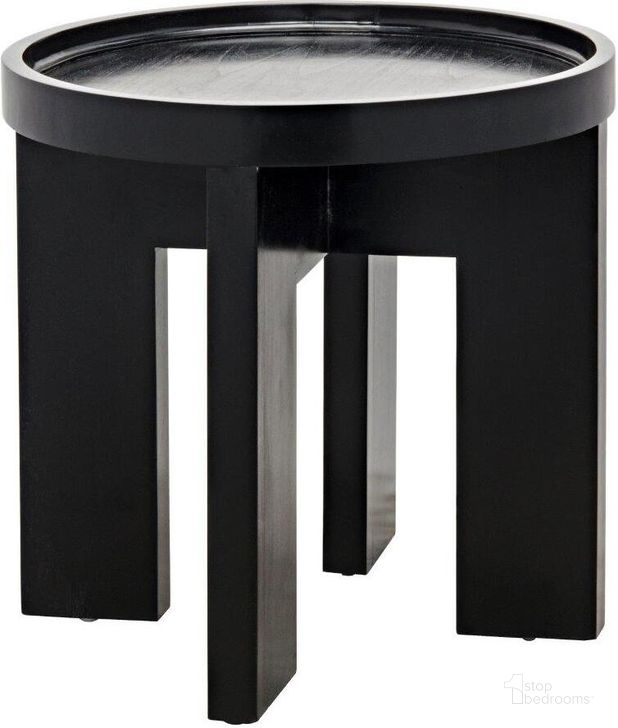 The appearance of Gavin Side Table In Hand Rubbed Black designed by Noir in the transitional interior design. This black piece of furniture  was selected by 1StopBedrooms from  to add a touch of cosiness and style into your home. Sku: GTAB793HB. Product Type: Side Table. Material: Wood Veneer. Image1
