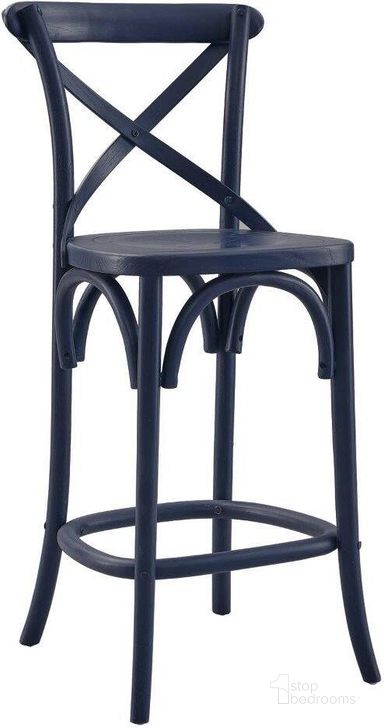 The appearance of Gear Midnight Blue Counter Stool EEI-5562-MID designed by Modway in the modern / contemporary interior design. This midnight blue piece of furniture  was selected by 1StopBedrooms from Gear Collection to add a touch of cosiness and style into your home. Sku: EEI-5562-MID. Material: Wood. Product Type: Barstool. Image1