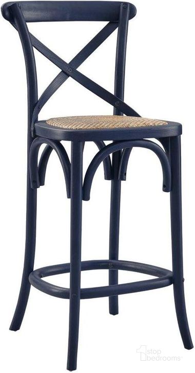 The appearance of Gear Midnight Blue Counter Stool designed by Modway in the modern / contemporary interior design. This midnight blue piece of furniture  was selected by 1StopBedrooms from Gear Collection to add a touch of cosiness and style into your home. Sku: EEI-5667-MID. Material: Wood. Product Type: Barstool. Image1