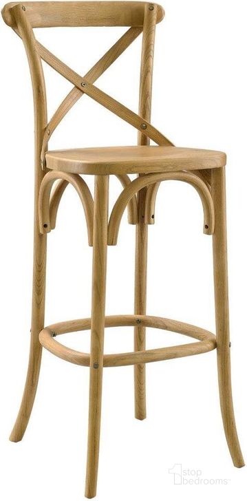 The appearance of Gear Natural Bar Stool designed by Modway in the modern / contemporary interior design. This natural piece of furniture  was selected by 1StopBedrooms from Gear Collection to add a touch of cosiness and style into your home. Sku: EEI-5563-NAT. Material: Wood. Product Type: Barstool. Image1