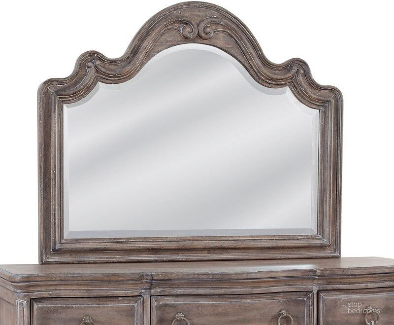 The appearance of Genoa Landscape Mirror In Antique Grey designed by American Woodcrafters in the traditional interior design. This antique grey piece of furniture  was selected by 1StopBedrooms from Genoa Collection to add a touch of cosiness and style into your home. Sku: 1575-040. Product Type: Mirror. Material: Rubberwood. Image1