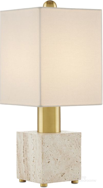 The appearance of Gentini Table Lamp In Beige designed by Currey & Company in the modern / contemporary interior design. This beige piece of furniture  was selected by 1StopBedrooms from  to add a touch of cosiness and style into your home. Sku: 6000-0810. Material: Metal. Product Type: Table Lamp. Image1