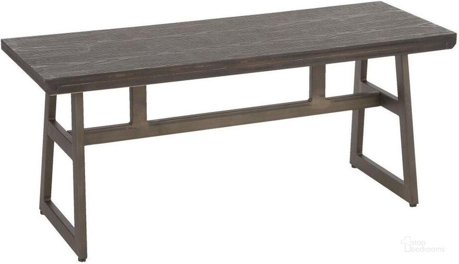The appearance of Geo Industrial Bench In Antique Metal And Espresso Wood-Pressed Grain Bamboo designed by Lumisource in the industrial interior design. This antique metal piece of furniture  was selected by 1StopBedrooms from Geo Collection to add a touch of cosiness and style into your home. Sku: BC-GEO ANE. Product Type: Bench. Material: Bamboo. Image1