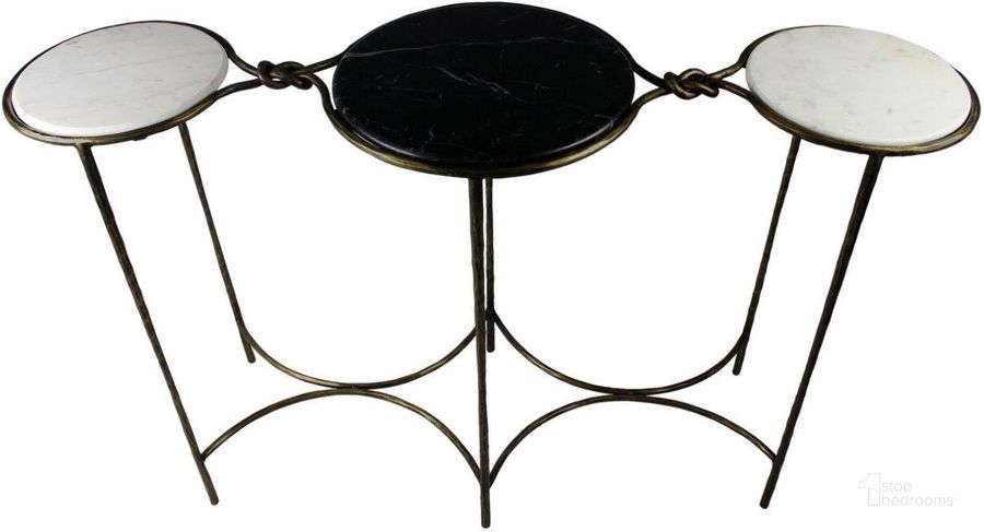 The appearance of George Console Table In Gold And White And Black designed by Moti in the transitional interior design. This gold piece of furniture  was selected by 1StopBedrooms from George Collection to add a touch of cosiness and style into your home. Sku: 82005008. Product Type: Console Table. Material: Iron. Image1