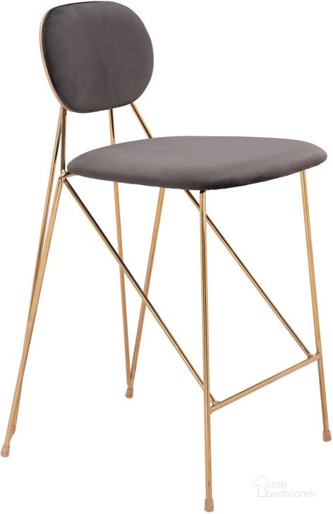 The appearance of Georges Bar Stool Set of 2 In Gray And Gold designed by Zuo Modern in the modern / contemporary interior design. This gray piece of furniture  was selected by 1StopBedrooms from Georges Collection to add a touch of cosiness and style into your home. Sku: 109662. Product Type: Barstool. Material: Plywood. Image1
