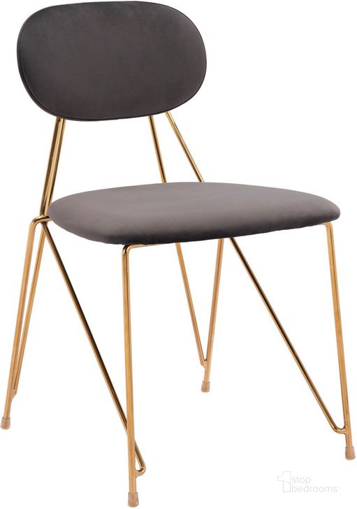 The appearance of Georges Dining Chair Set of 2 In Gray And Gold designed by Zuo Modern in the modern / contemporary interior design. This gray piece of furniture  was selected by 1StopBedrooms from Georges Collection to add a touch of cosiness and style into your home. Sku: 109661. Product Type: Dining Chair. Material: Plywood. Image1