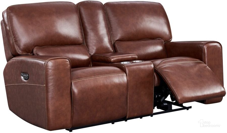 The appearance of Georgetowne Broadway Power Reclining with Adjustable Headrest Console Loveseat In Brown designed by Leather Italia USA in the traditional interior design. This brown piece of furniture  was selected by 1StopBedrooms from Georgetowne Collection to add a touch of cosiness and style into your home. Sku: 1669-EH9049C-028540LV. Material: Leather. Product Type: Reclining Loveseat. Image1