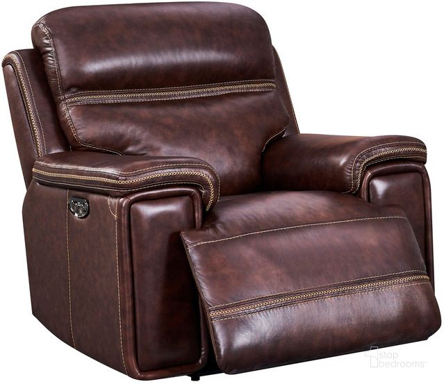 The appearance of Georgetowne Fresno Power Reclining with Adjustable Headrest Chair In Brown designed by Leather Italia USA in the traditional interior design. This brown piece of furniture  was selected by 1StopBedrooms from Georgetowne Collection to add a touch of cosiness and style into your home. Sku: 1669-EH2394-011004LV. Material: Leather. Product Type: Accent Chair. Image1