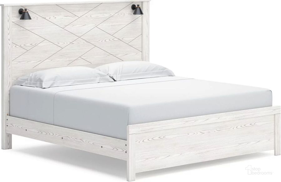 The appearance of Gerridan White King Panel Bed designed by Signature Design by Ashley in the modern / contemporary interior design. This white/gray piece of furniture  was selected by 1StopBedrooms from Gerridan Collection to add a touch of cosiness and style into your home. Sku: B1190-58;B1190-56;B1190-99. Bed Type: Panel Bed. Material: Wood. Product Type: Panel Bed. Bed Size: King. Image1