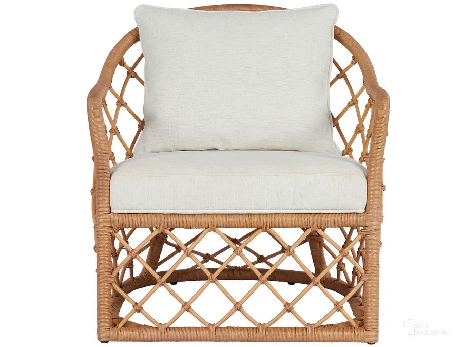 The appearance of Getaway Natural Rattan Miramar Accent Chair designed by Universal in the coastal interior design. This natural rattan piece of furniture  was selected by 1StopBedrooms from Getaway Collection to add a touch of cosiness and style into your home. Sku: U033E835. Material: Fabric. Product Type: Accent Chair. Image1