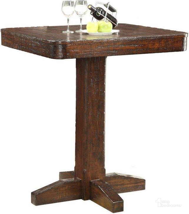 The appearance of Gettysburg Dark Distressed Pub Table designed by ECI in the rustic / southwestern interior design. This brown piece of furniture  was selected by 1StopBedrooms from Gettysburg Collection to add a touch of cosiness and style into your home. Sku: 1475-05-PT36;1475-05-PB36. Product Type: Bar Tables and Pub Table. Image1