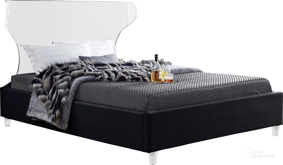 The appearance of Ghost Black Velvet Full Bed designed by Meridian in the modern / contemporary interior design. This black velvet piece of furniture  was selected by 1StopBedrooms from Ghost Collection to add a touch of cosiness and style into your home. Sku: GhostBlack-F-1;GhostBlack-F-2. Bed Type: Platform Bed. Product Type: Platform Bed. Bed Size: Full. Material: Acrylic. Image1