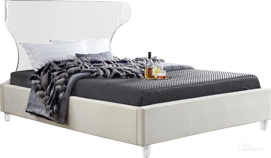 The appearance of Ghost Cream Velvet Full Bed designed by Meridian in the modern / contemporary interior design. This cream velvet piece of furniture  was selected by 1StopBedrooms from Ghost Collection to add a touch of cosiness and style into your home. Sku: GhostCream-F-1;GhostCream-F-2. Bed Type: Platform Bed. Product Type: Platform Bed. Bed Size: Full. Material: Acrylic. Image1