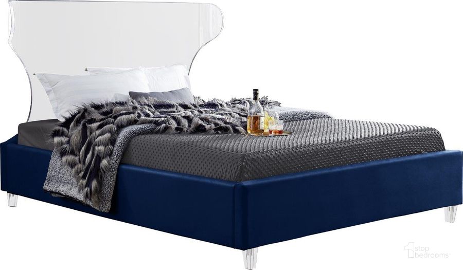 The appearance of Ghost Navy Velvet King Bed designed by Meridian in the modern / contemporary interior design. This navy velvet piece of furniture  was selected by 1StopBedrooms from Ghost Collection to add a touch of cosiness and style into your home. Sku: GhostNavy-K-1;GhostNavy-K-2. Bed Type: Platform Bed. Product Type: Platform Bed. Bed Size: King. Material: Acrylic. Image1