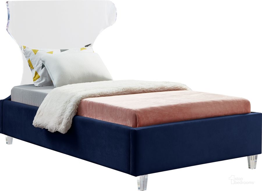 The appearance of Ghost Velvet Twin Bed In Navy designed by Meridian in the modern / contemporary interior design. This navy piece of furniture  was selected by 1StopBedrooms from Ghost Collection to add a touch of cosiness and style into your home. Sku: GhostNavy-T-1;GhostNavy-T-2. Product Type: Bed. Bed Size: Twin. Material: Velvet. Image1