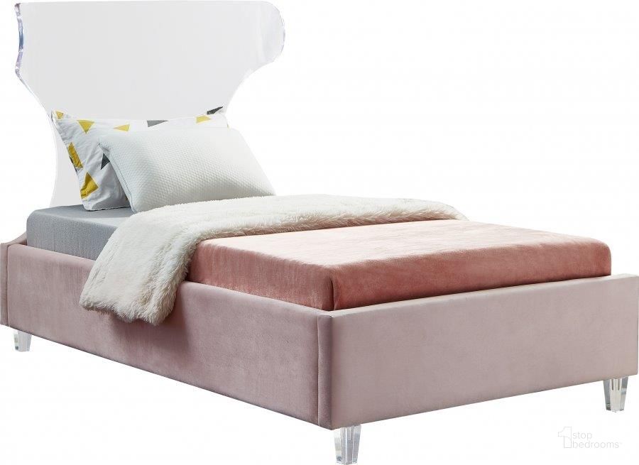 The appearance of Ghost Velvet Twin Bed In Pink designed by Meridian in the modern / contemporary interior design. This pink piece of furniture  was selected by 1StopBedrooms from Ghost Collection to add a touch of cosiness and style into your home. Sku: GhostPink-T-1;GhostPink-T-2. Product Type: Bed. Bed Size: Twin. Material: Velvet. Image1