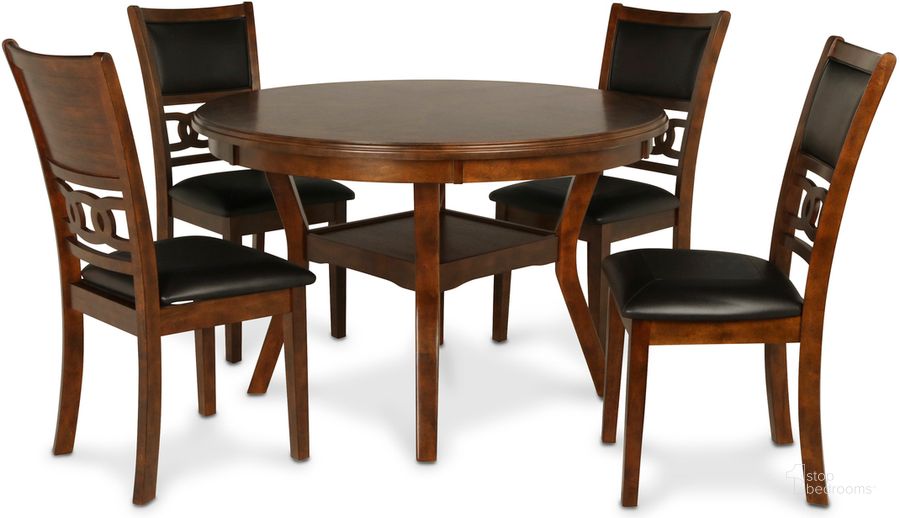 The appearance of Gia Brown 5 Piece Round Dining Room Set designed by New Classic in the modern / contemporary interior design. This brown piece of furniture  was selected by 1StopBedrooms from Gia Collection to add a touch of cosiness and style into your home. Sku: D1701-50S-BRN. Product Type: Dining Room Set. Image1