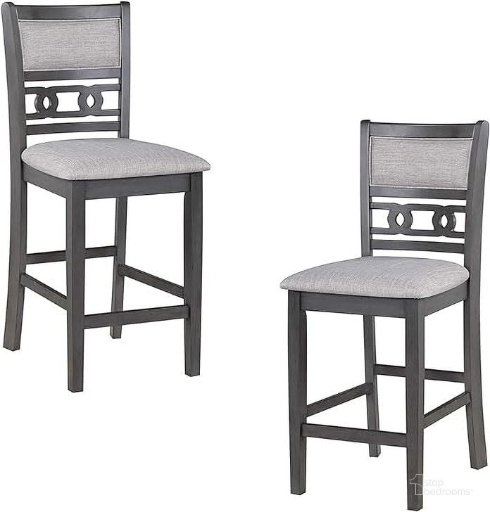 The appearance of Gia Gray Counter Height Chair Set Of 2 designed by New Classic in the transitional interior design. This gray piece of furniture  was selected by 1StopBedrooms from Gia Collection to add a touch of cosiness and style into your home. Sku: D1701-22-GRY. Product Type: Barstool. Image1
