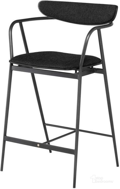 The appearance of Gianni Counter Stool In Activated Charcoal designed by Nuevo in the modern / contemporary interior design. This charcoal piece of furniture  was selected by 1StopBedrooms from Gianni Collection to add a touch of cosiness and style into your home. Sku: HGSR799. Material: Fabric. Product Type: Barstool. Image1