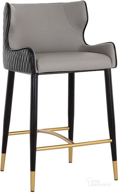 The appearance of Gianni Counter Stool In Dillon Stratus And Dillon Black designed by Sunpan in the modern / contemporary interior design. This black piece of furniture  was selected by 1StopBedrooms from Gianni Collection to add a touch of cosiness and style into your home. Sku: 108714. Material: Faux Leather. Product Type: Barstool. Image1