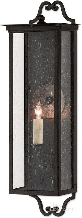The appearance of Giatti Small Outdoor Wall Sconce In Midnight designed by Currey & Company in the modern / contemporary interior design. This midnight piece of furniture  was selected by 1StopBedrooms from Giatti Collection to add a touch of cosiness and style into your home. Sku: 5500-0009. Product Type: Wall Sconce. Material: Iron. Image1