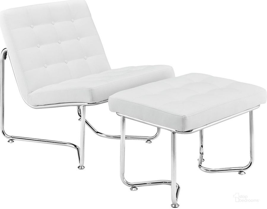 The appearance of Gibraltar Upholstered Vinyl Lounge Chair In White designed by Modway in the modern / contemporary interior design. This white piece of furniture  was selected by 1StopBedrooms from Gibraltar Collection to add a touch of cosiness and style into your home. Sku: EEI-262-WHI. Material: Stainless Steel. Product Type: Lounge Chair. Image1