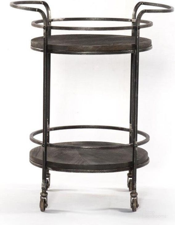 The appearance of Giles Bar Cart designed by Moti in the modern / contemporary interior design. This dark grey piece of furniture  was selected by 1StopBedrooms from Giles Collection to add a touch of cosiness and style into your home. Sku: 90127001. Material: Wood. Product Type: Bar Cart. Image1