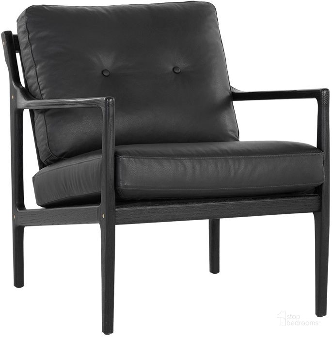 The appearance of Gilmore Lounge Chair - Black Leather designed by Sunpan in the transitional interior design. This black piece of furniture  was selected by 1StopBedrooms from Gilmore Collection to add a touch of cosiness and style into your home. Sku: 106691. Material: Leather. Product Type: Lounge Chair. Image1