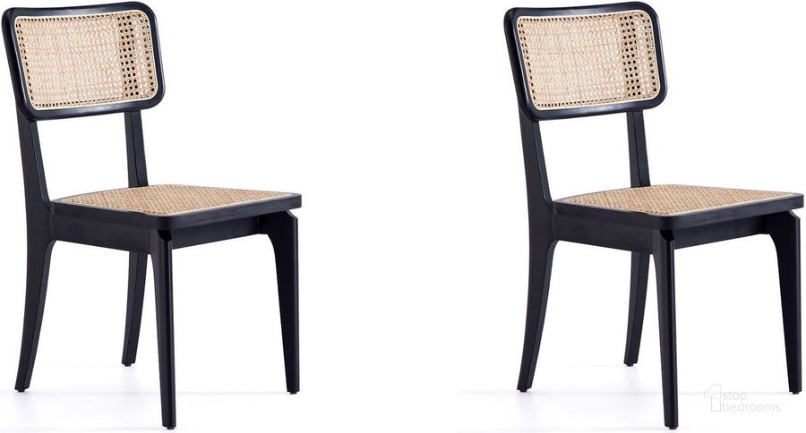 The appearance of Giverny Dining Chair In Black And Natural Cane Set of 2 designed by Manhattan Comfort in the industrial interior design. This black and natural piece of furniture  was selected by 1StopBedrooms from Giverny Collection to add a touch of cosiness and style into your home. Sku: DCCA04-BK. Material: Wood. Product Type: Dining Chair. Image1