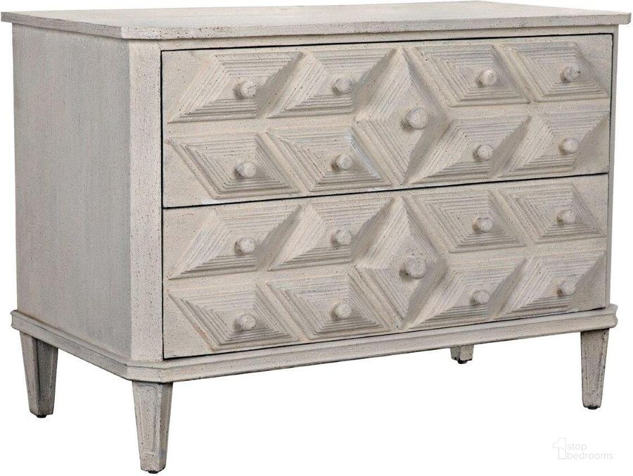 The appearance of Giza Dresser In White Weathered designed by Noir in the transitional interior design. This white piece of furniture  was selected by 1StopBedrooms from Giza Collection to add a touch of cosiness and style into your home. Sku: GDRE179WW. Product Type: Dresser. Material: Wood Veneer. Image1