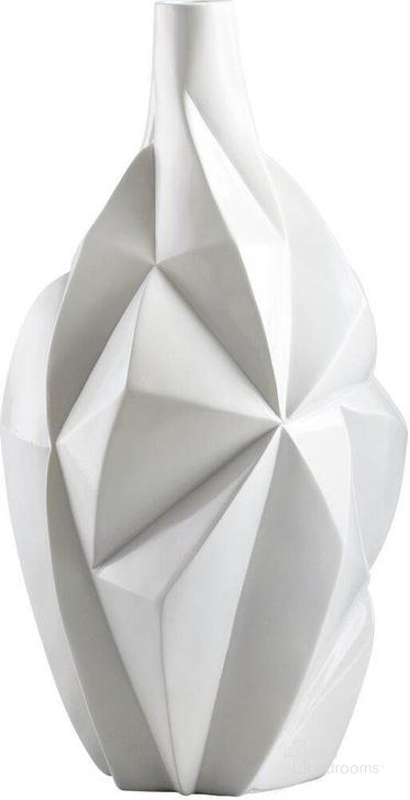 The appearance of Glacier Medium Vase designed by Cyan Design in the modern / contemporary interior design. This white piece of furniture  was selected by 1StopBedrooms from Glacier Collection to add a touch of cosiness and style into your home. Sku: 05000. Product Type: Vase. Material: Resin.