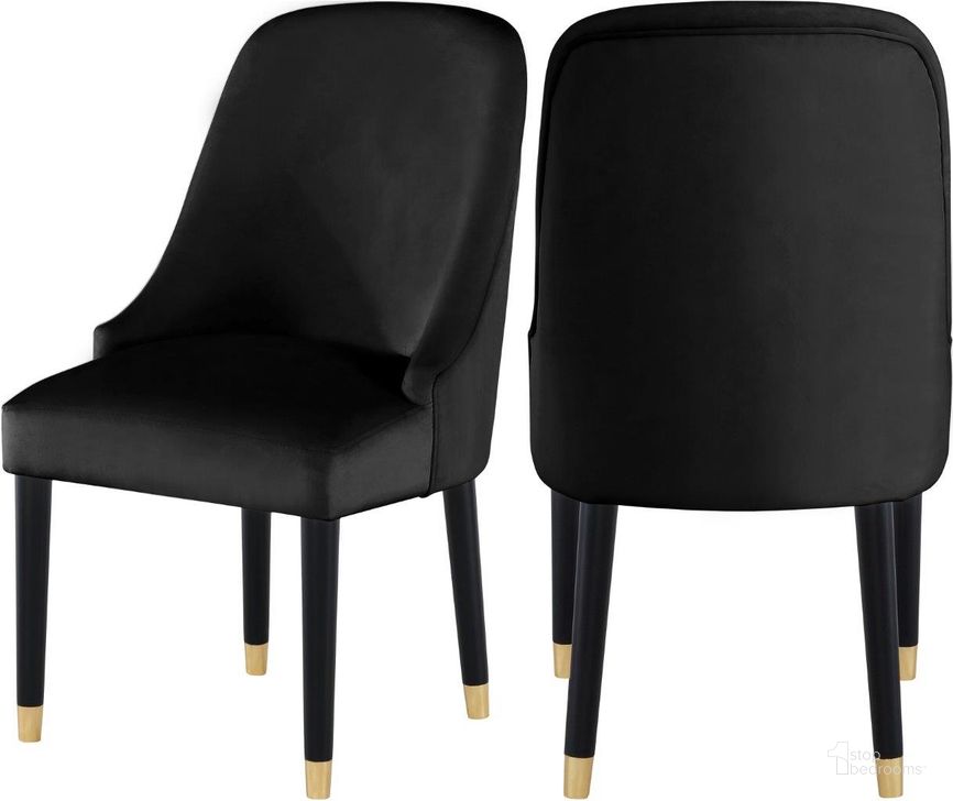 The appearance of Gladwin Road Black Velvet Dining Chair Set of 2 designed by Furnique in the modern / contemporary interior design. This black velvet piece of furniture  was selected by 1StopBedrooms from Gladwin Road Collection to add a touch of cosiness and style into your home. Sku: 923Black-C. Material: Wood. Product Type: Dining Chair. Image1