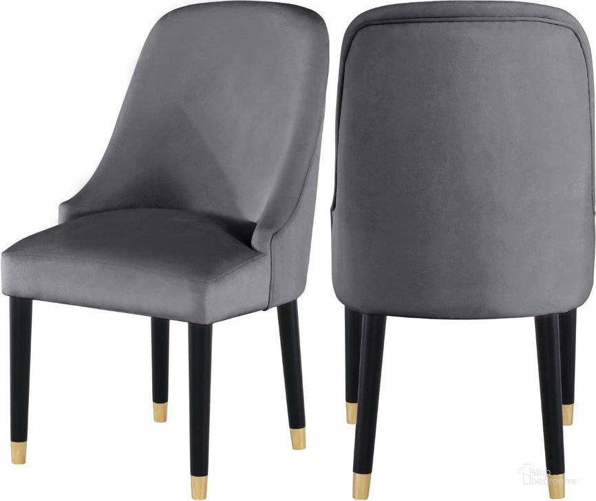 The appearance of Gladwin Road Grey Velvet Dining Chair Set of 2 designed by Furnique in the modern / contemporary interior design. This grey velvet piece of furniture  was selected by 1StopBedrooms from Gladwin Road Collection to add a touch of cosiness and style into your home. Sku: 923Grey-C. Material: Wood. Product Type: Dining Chair. Image1