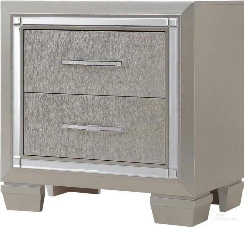 The appearance of Glamour Champagne Nightstand designed by Picket House in the modern / contemporary interior design. This gray piece of furniture  was selected by 1StopBedrooms from Glamour Collection to add a touch of cosiness and style into your home. Sku: LT100NS. Material: Wood. Product Type: Nightstand. Image1
