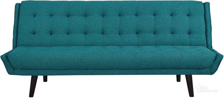The appearance of Glance Teal Tufted Convertible Fabric Sofa Bed designed by Modway in the modern / contemporary interior design. This teal piece of furniture  was selected by 1StopBedrooms from Glance Collection to add a touch of cosiness and style into your home. Sku: EEI-3093-TEA. Material: Wood. Product Type: Sofa Bed. Image1