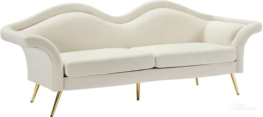 The appearance of Glanmire Cream Velvet Sofa designed by Furnique in the modern / contemporary interior design. This cream velvet piece of furniture  was selected by 1StopBedrooms from Glanmire Collection to add a touch of cosiness and style into your home. Sku: 607Cream-S. Product Type: Sofa. Material: Velvet. Image1