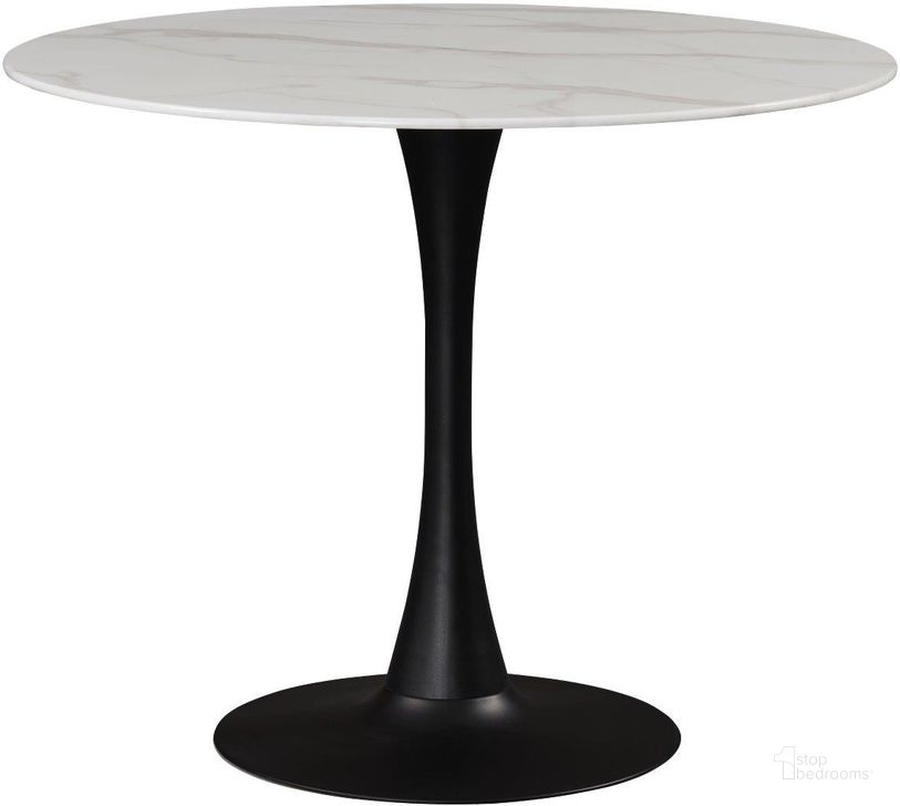 The appearance of Glastry Matte Black Dining Table 0qb24200977 designed by Furnique in the modern / contemporary interior design. This matte black piece of furniture  was selected by 1StopBedrooms from Glastry Collection to add a touch of cosiness and style into your home. Sku: 973-T-1;973-T-2;973-T-3. Table Base Style: Pedestal. Table Top Shape: Round. Material: Marble. Product Type: Dining Table. Size: 36". Image1