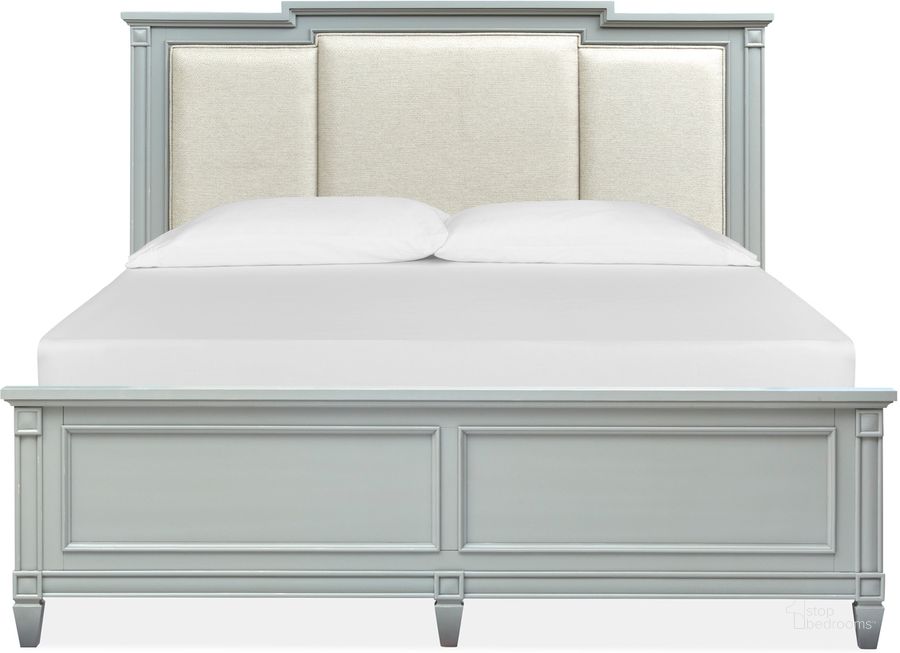 The appearance of Glenbrook Complete King Panel Bed With Upholstered Headboard designed by Magnussen in the  interior design. This pebble piece of furniture  was selected by 1StopBedrooms from Glenbrook Collection to add a touch of cosiness and style into your home. Sku: B5668-54R;B5668-64F;B5668-65H. Bed Type: Panel Bed. Material: Wood. Product Type: Panel Bed. Bed Size: King. Image1