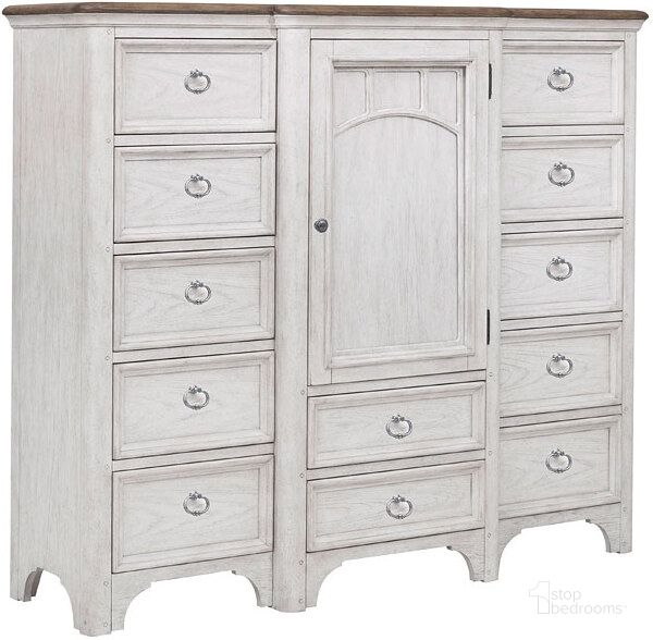 The appearance of Glendale Estates Master Chest designed by Pulaski in the country / farmhouse interior design. This distressed white piece of furniture  was selected by 1StopBedrooms from Glendale Estates Collection to add a touch of cosiness and style into your home. Sku: P166127. Product Type: Chest. Material: Rubberwood. Image1