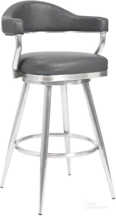 The appearance of Glenmartin Grey Barstool 0qb24499092 designed by Atelier Home in the modern / contemporary interior design. This gray piece of furniture  was selected by 1StopBedrooms from Glenmartin Collection to add a touch of cosiness and style into your home. Sku: LCJTBABSVG26. Product Type: Barstool. Material: Stainless Steel. Image1