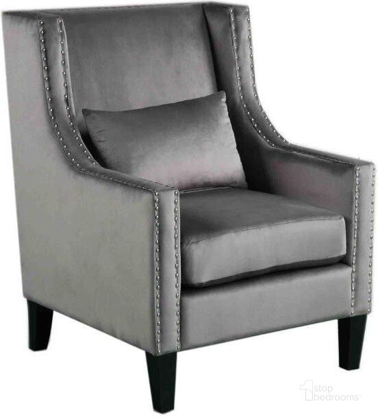 The appearance of Glenn 20 Inch Transitional Velvet Arm Chair In Gray designed by Best Master Furniture in the transitional interior design. This gray piece of furniture  was selected by 1StopBedrooms from Glenn Collection to add a touch of cosiness and style into your home. Sku: HT001VG. Product Type: Arm Chair. Material: Velvet. Image1
