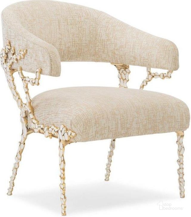 The appearance of Caracole Upholstery Glimmer Of Hope Chair designed by Caracole in the modern / contemporary interior design. This gold piece of furniture  was selected by 1StopBedrooms from Caracole Upholstery Collection to add a touch of cosiness and style into your home. Sku: UPH-419-231-A. Product Type: Accent Chair. Material: Brass. Image1