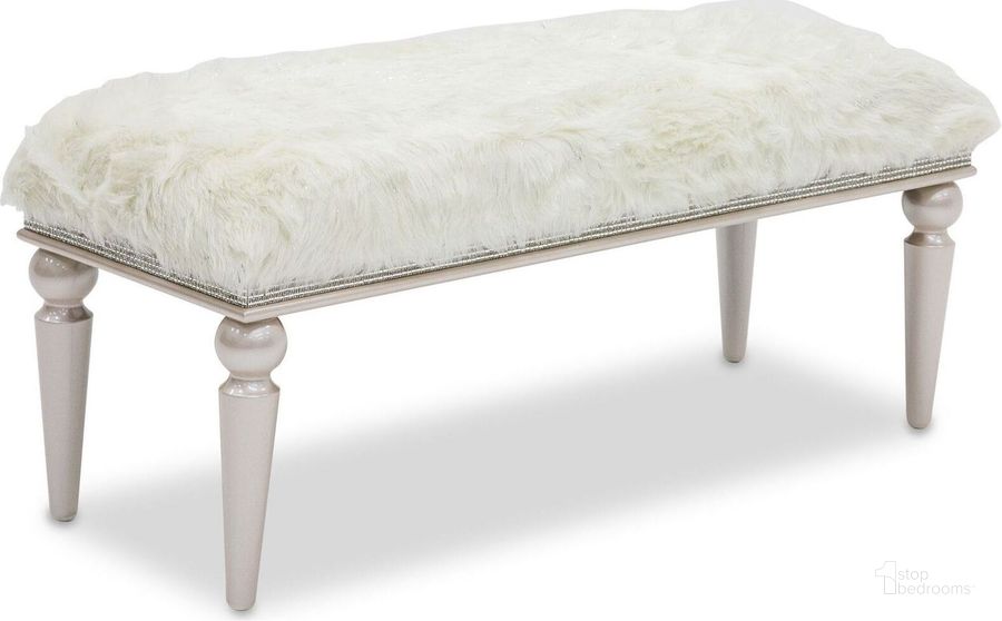 The appearance of Glimmering Heights Ivory Bed Bench designed by AICO in the transitional interior design. This ivory piece of furniture  was selected by 1StopBedrooms from Glimmering Heights Collection to add a touch of cosiness and style into your home. Sku: 9011904-111. Material: Wood. Product Type: Bench.