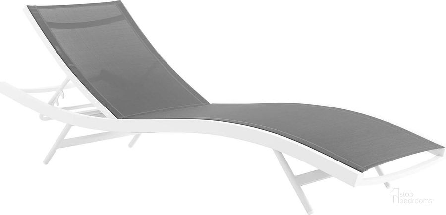 The appearance of Glimpse White and Gray Outdoor Patio Mesh Chaise Lounge Chair designed by Modway in the modern / contemporary interior design. This white and gray piece of furniture  was selected by 1StopBedrooms from Glimpse Collection to add a touch of cosiness and style into your home. Sku: EEI-3300-WHI-GRY. Material: Aluminum. Product Type: Outdoor Chair. Image1